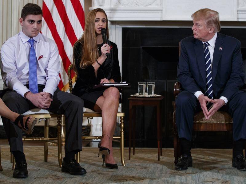 President Trump met pupils and staff affected by school shootings in the US.