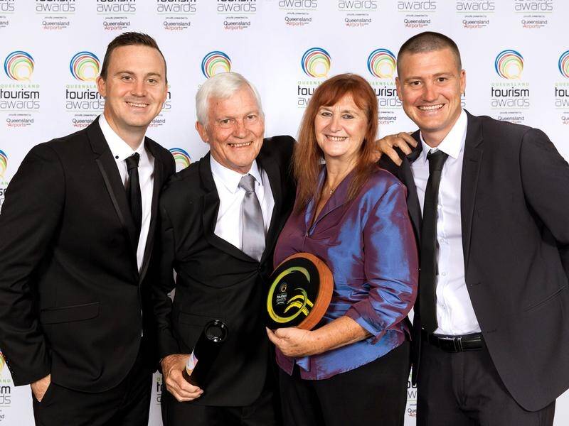 David, Max, Julie and Stephen Taylor at the 2017 Queensland Tourism Awards (AAP/Gold Coast Tourism)