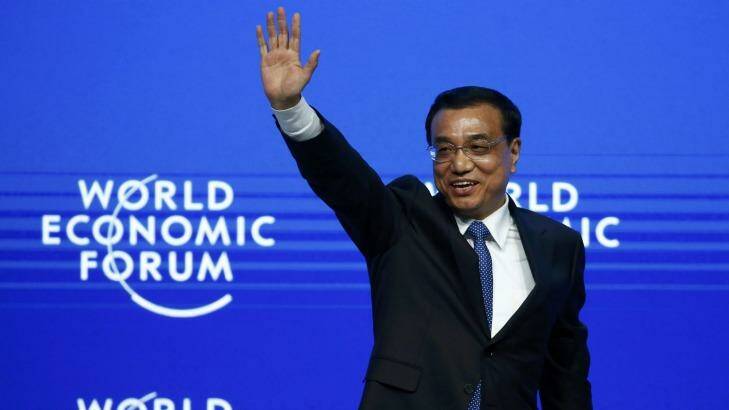 Confident: Chinese Premier Li Keqiang at the World Economic Forum in January.  Photo: RUBEN SPRICH