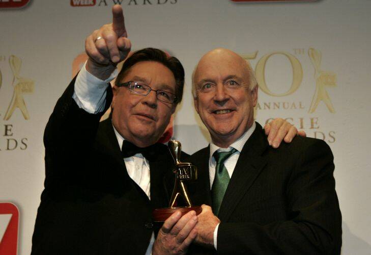 2008 TV Week Logie Awards at Crown Casino Red Carpet arrivals.  John Clarke inducted into Hall of Fame with sidekick Brian Doyle   May 4,  Picture by Justin McManus. Photo: Justin McManus