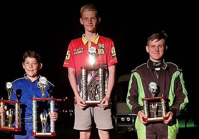 RSA NSW JUNIOR PODIUM: 2nd and 1st New Star Jaiden Healey of Portland,1st Brock Youngberry and 3rd Josh Boyd. Picture: Sue Healey.
