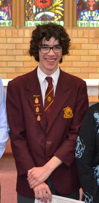 ALL-ROUNDER: Callum Woodrow, who topped the state in Religious Studies, at his recent Year 12 award ceremony. Picture: MARGARET DOOHAN. 