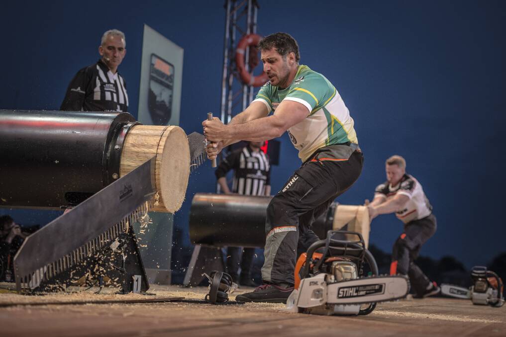 TV APPEARANCE: Brad de Losa in action at the World Champion titles in Germany. Picture: SUPPLIED. 