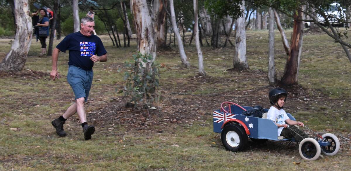 BILLY CART TIME: There were drivers of all ages zooming down the hillside at Rydal on Friday, January 26 as part of the Australia Day celebrations. Picture: CIARA BASTOW. 