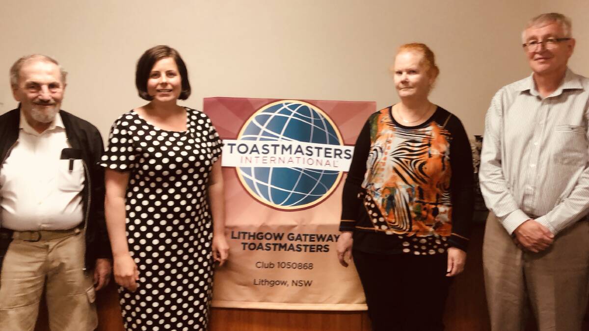 SPECIAL GUEST: Toastmasters members Mike Williams, Kristy Head and Kathy Lehmann thank experienced speaker and newly appointed Lithgow Aged Care Limited CEO Craig Oeding for visiting their club meeting. Picture: SUPPLIED. 