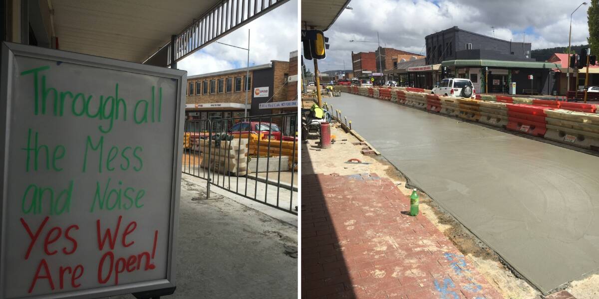 PROGRESSING WORK: Lithgow's Main Street work is continuing this week, with one-way traffic conditions in place. Pictures: KIRSTY HORTON. 