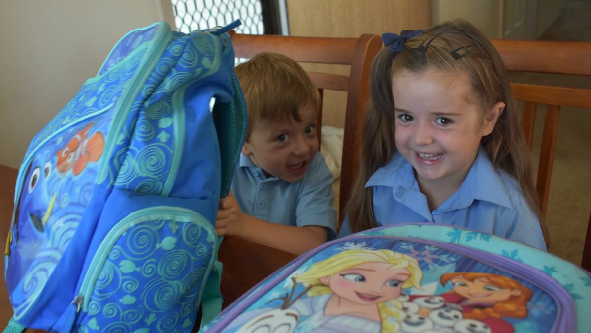 READY TO GO: Dylan and Elizabeth Foley are very excited for their first day of school next week. Picture: KIRSTY HORTON. 