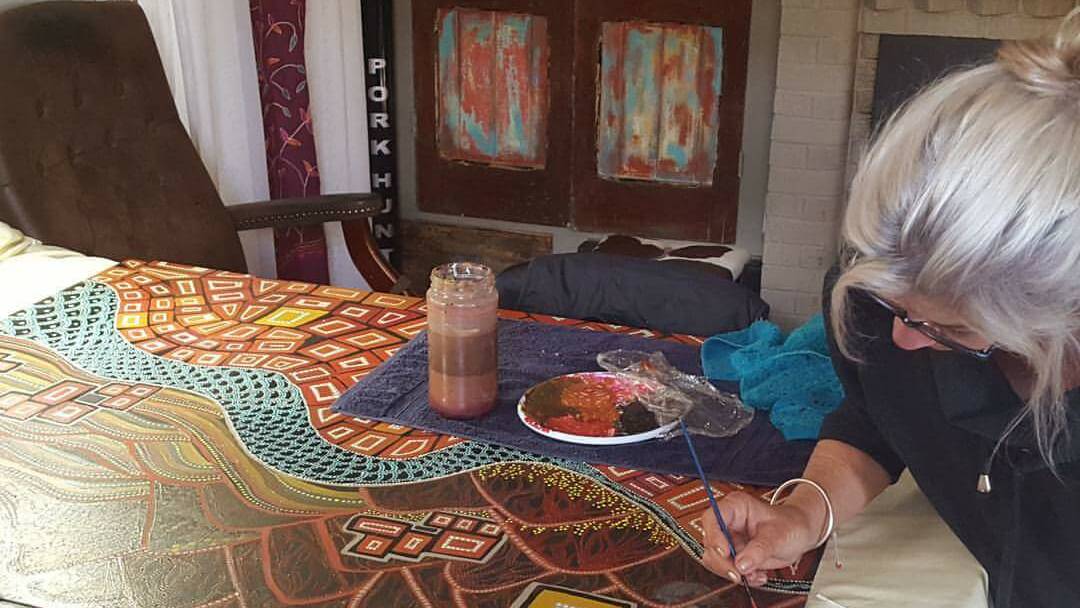 LOCAL ART: Leila Constable at work. Picture: SUPPLIED. 