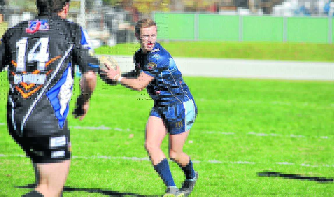 ON FIRE: Hawks halfback Brodie Christopherson was a shining light in the two blues' impressive win over Lithgow. Photo: JUDE KEOGH                                                                                                              0529jkhawks7