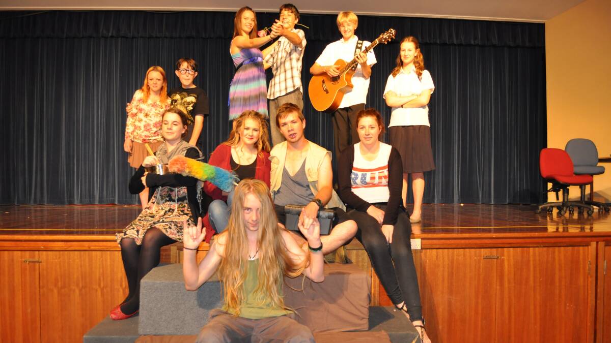 CLASS ACT: From left Brittany Dowler, Cody Smith, Amy Muir, Eli George, Logan Hunter and Danielle Roberts. Second row Lauren Bernasconi, Erika Major, Zack Weedon and Emilie Carr. Front Osgar Fitgerald lm112414play