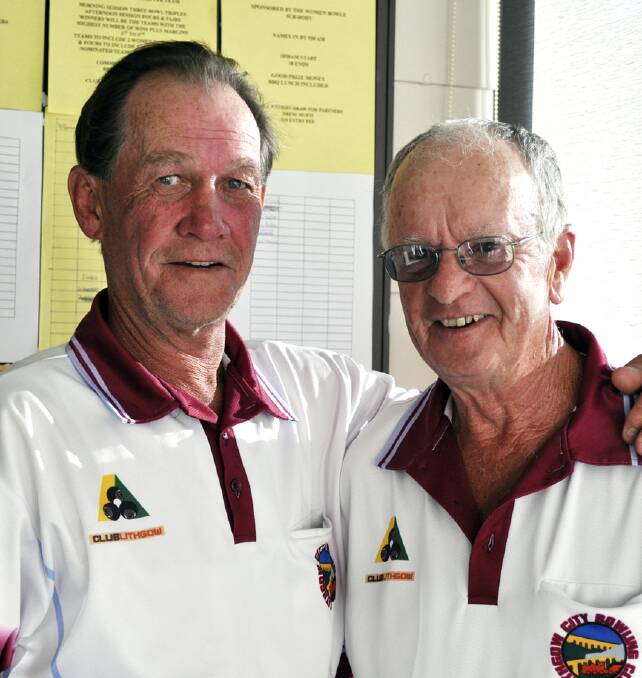 ANOTHER TITLE IN THE BAG: Central District pairs champions Jeff Madden (left) and
Ian Townsend.