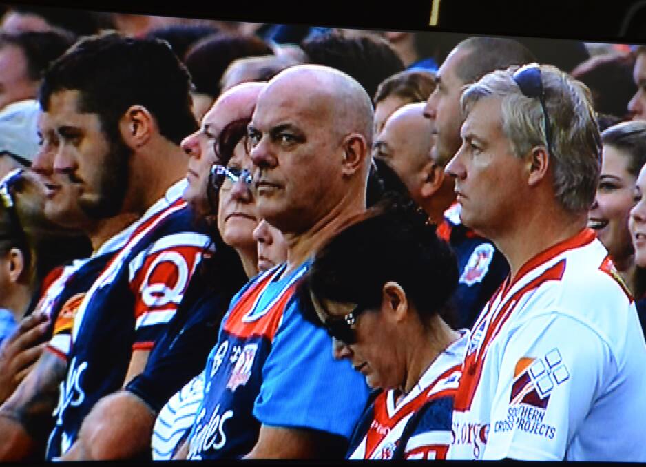 ENJOYING THE SPECTACLE: Lithgow’s Paul (in Dragons jumper) and Jenny Stewart, pictured on Channel 9.