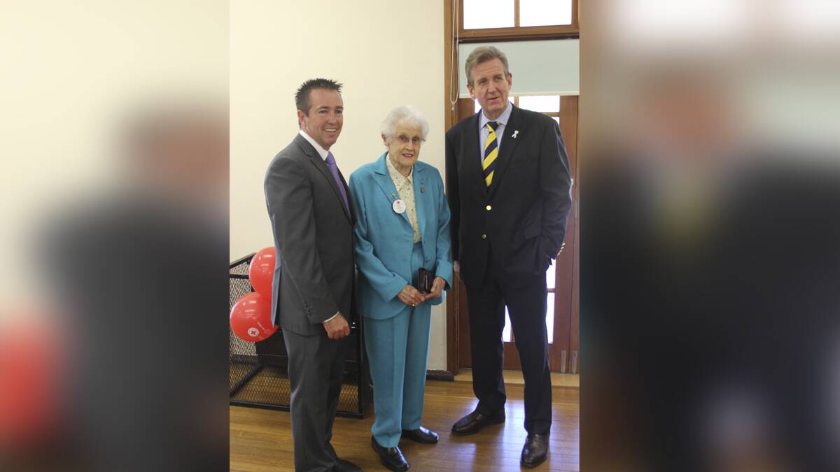 Member for Bathurst Paul Toole, Patron Dr Judy White, and NSW Premier Barry O'Farrell