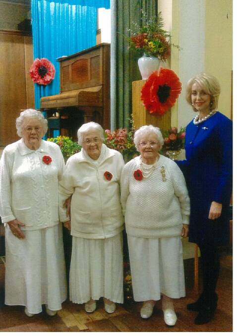 WELL SERVED LADIES: Mayor Maree Statham (right) with three well known members of the Lithgow Chapter No 39, Joyce Lesley, Molly Kiddle and Peggy Russell. All three are aged 90 and each have more than 50 years membership of the Order of the Eastern Star. 