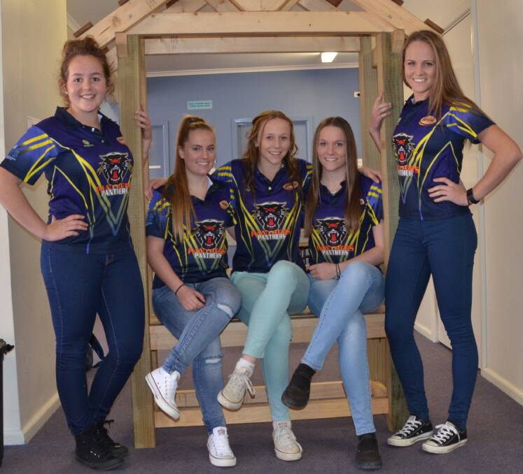 PANTHER HOUSE: Five of a number of the best young players in the competition that the Panthers boast, Bonnie Goodsell, Jess Luchetti, Abby Wilson, Clare Bosman and Amie Capaldi will play a big part in Saturday's grand final 	lm090415pangirls