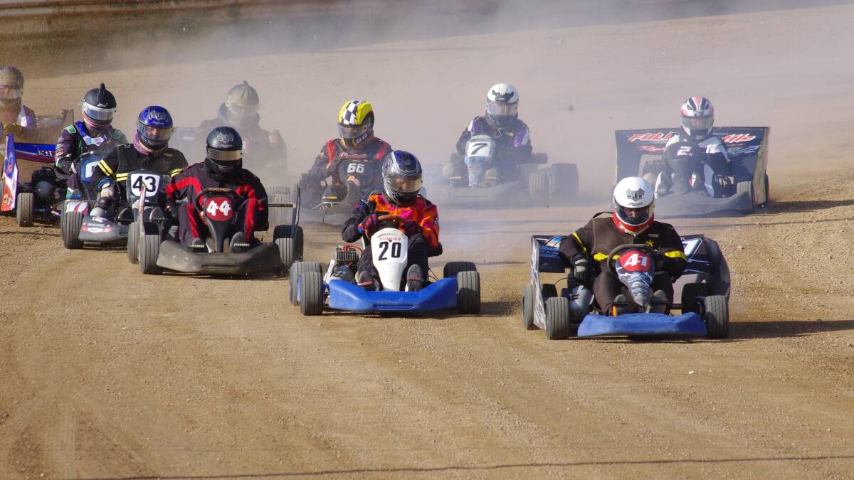 FLYING FORMATION: The crazy go karts return to the Cullen Bullen Speedway this Saturday. 