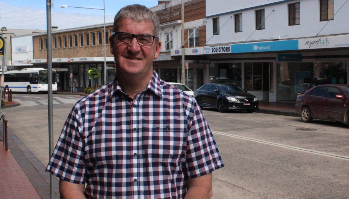 New councillor: Geoff Cox believes there's a bright future for Lithgow, but amalgamation still hangs over the city's head. PHOTO: Jacob Gillard. lm11916geoff