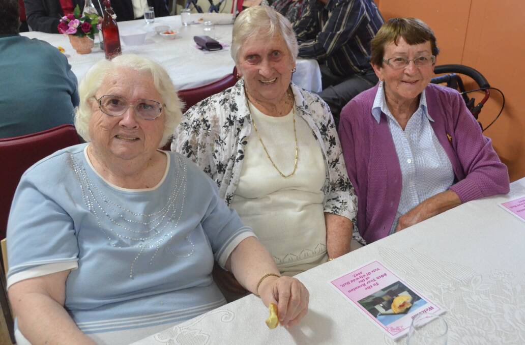 ALL SMILES: Jean Taylor, Marie Brown and Beth Paul at the Vale Ladies 75th birthday lunch. lm100316vale4