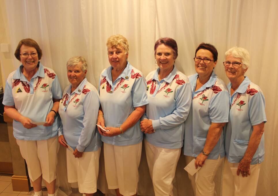 3rd place, Lithgow City: Carol Posker, Norma Thomas, Robyn Patterson, Lyn Drury, Karyn Mitchell and June Barnes. lm112916bowls2
