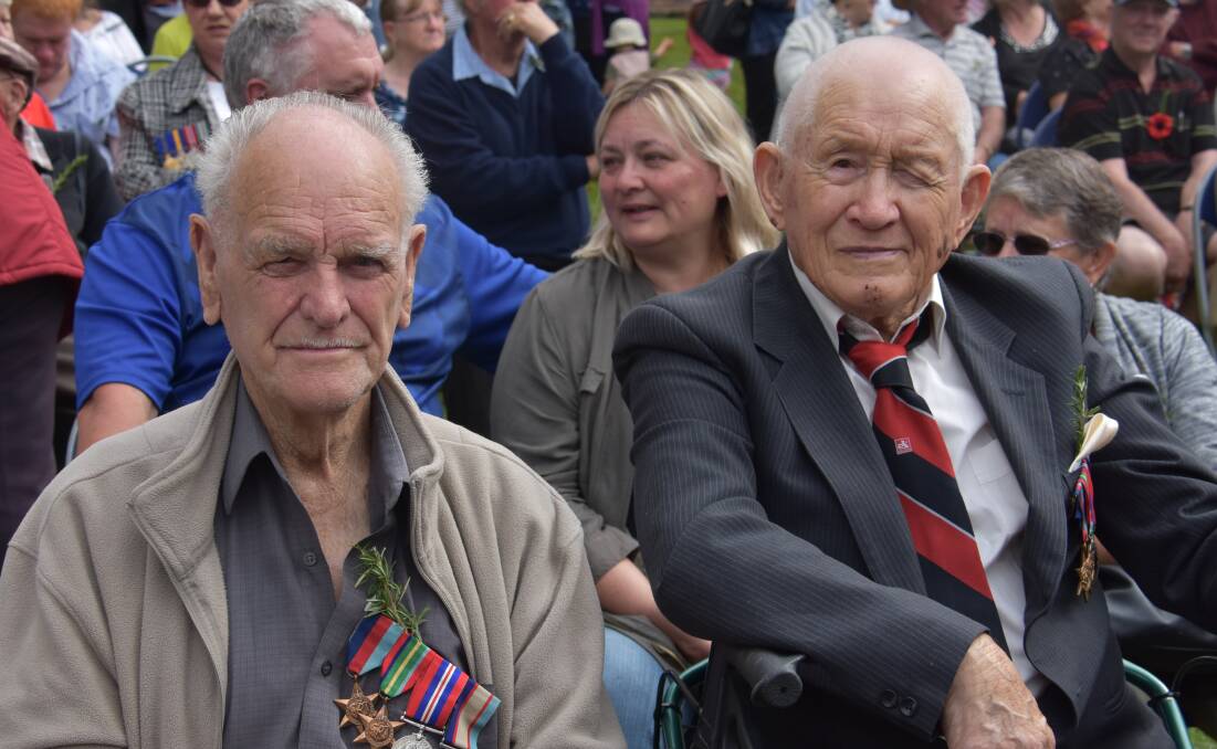 MATESHIP: Leo Keeley and Reg Williams have been attending Lithgow's Anzac Day services for 50 years together. Picture: ALANNA TOMAZIN.