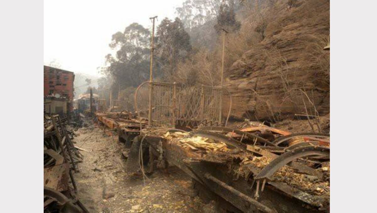 Fire rips through Zig Zag Railway at Lithgow. Picture: Supplied