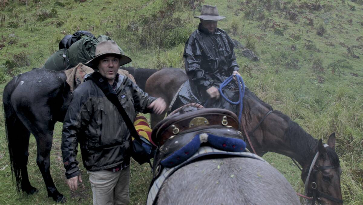 FILMING IN REMOTE LOCATIONS: Director Russell Kilbey experienced all sorts of challenging situations while working with Luke Carlon (on  horse) and his crew of stockmen down in the Megalong and Burragorang valleys 	 lm112713coxs