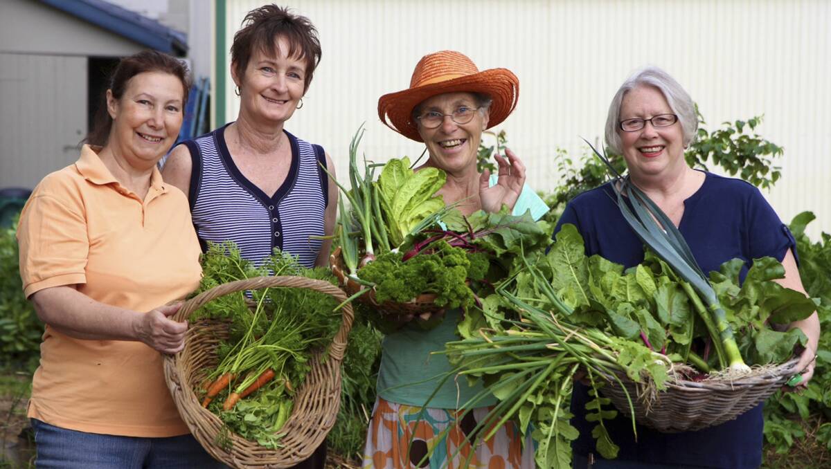 BECOME SELF SUFFICIENT: With their produce are Robyn Reagan, Sue Carter, Claire Mandel and PCYC manager Suzanne McNamara. 	lm021413mandel
