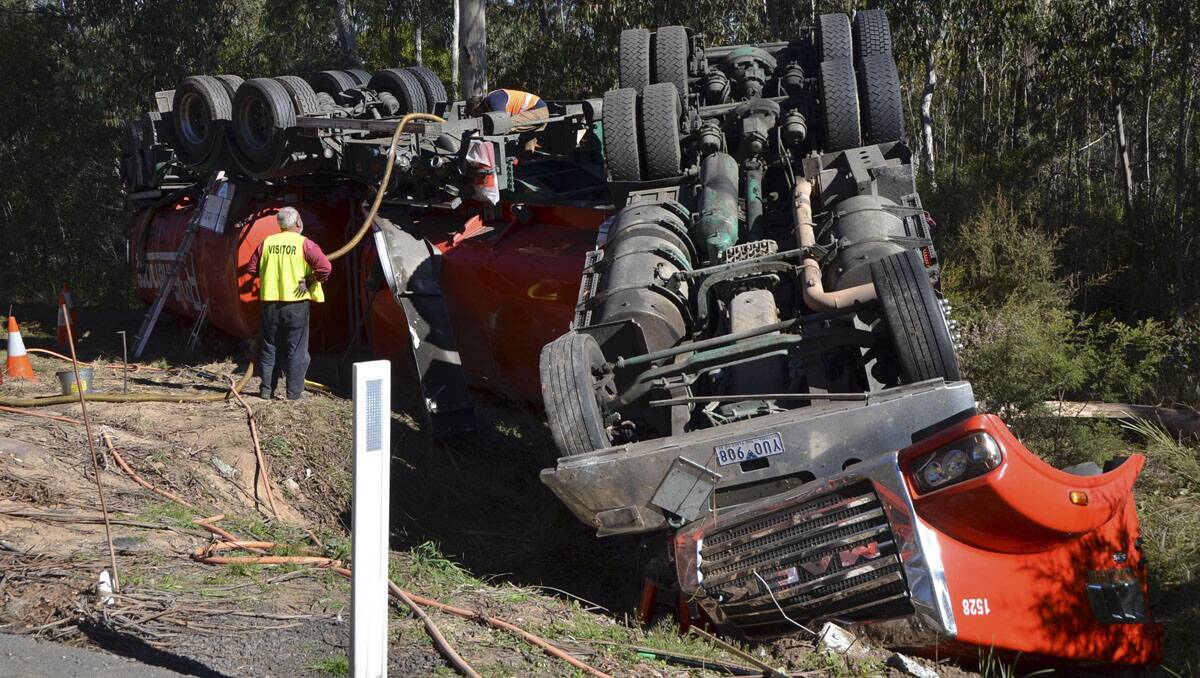 DISASTER POTENTIAL: The scene at Sunday morning’s pile up near Medlow Bath. Driver fatigue is suspected as a possible cause of the smash.