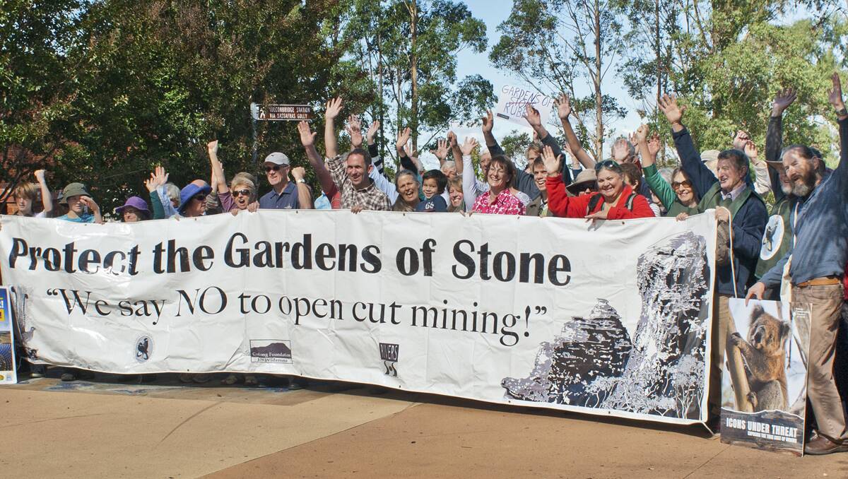 PROTEST GOES TO SPRINGWOOD: Protesters representing a number of green groups held a very public rally in Springwood to protest against mining expansion north of Lithgow. 
