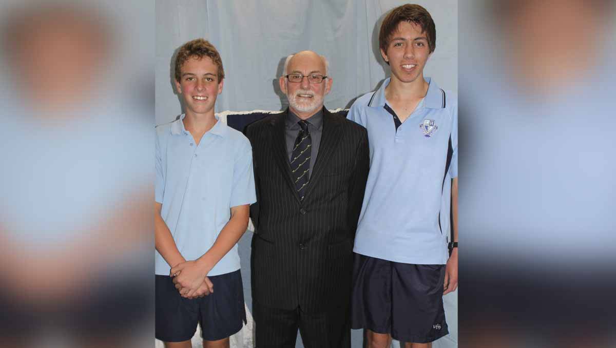 LHS- PRINCIPAL’S MEDALLION: Year 10 Jack Turner and Ben Cox presented by principal Andrew Foy.