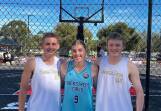 Lithgow Lazers Jai McMillan, Jai Simcoe and Elka Lee at the Perth 3X3 Nationals late March. Picture from Lithgow Basketball development program. 