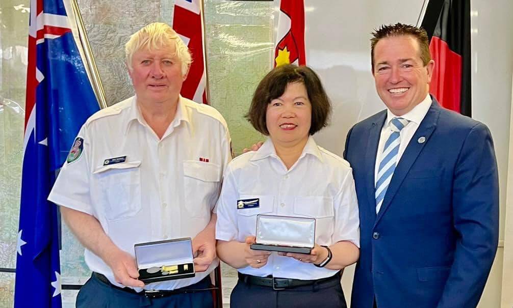 Deputy Premier, Paul Toole and recipients of the RFS medals. Photo: Supplied