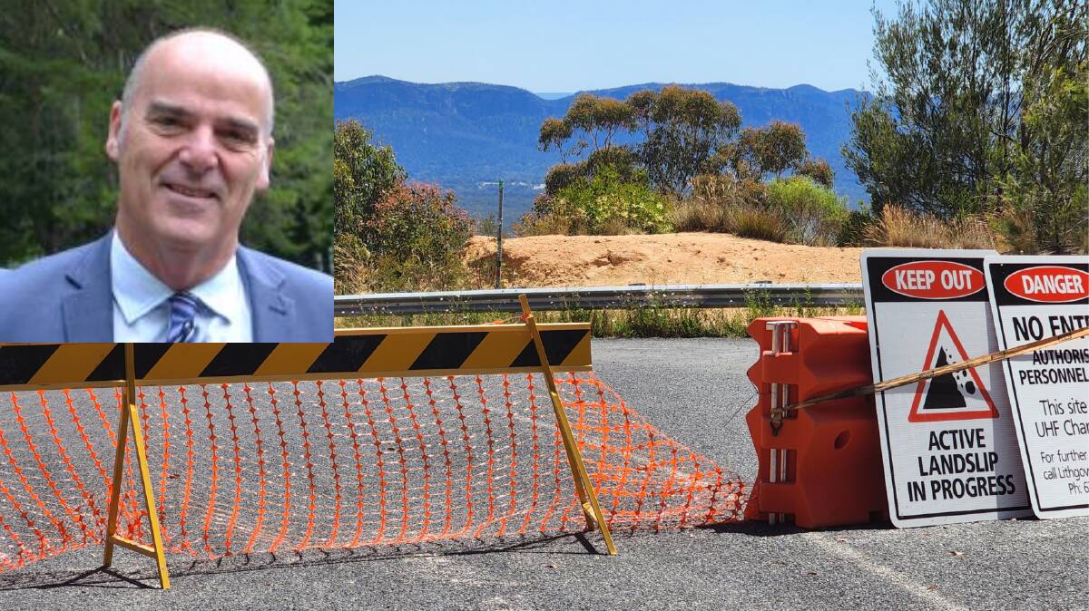The Wolgan Gap Road remains closed. Inset is General Manager of Lithgow City Council, who reassures residents that there will be emergency exit options available. Picture by Reidun Berntsen. 