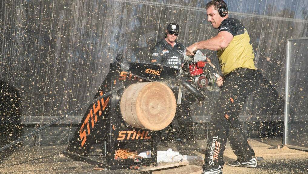 Brad De Losa trained hard for the Stihl Timbersports Pro Australian Championship. He will be part of the Chopperoos team at the world championship later this year. File picture. 