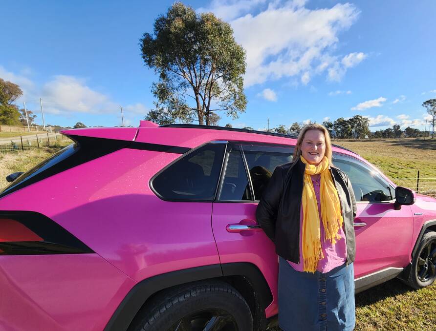 Cassandra Coleman with her pride and joy; her pink car. Photo: Reidun Berntsen