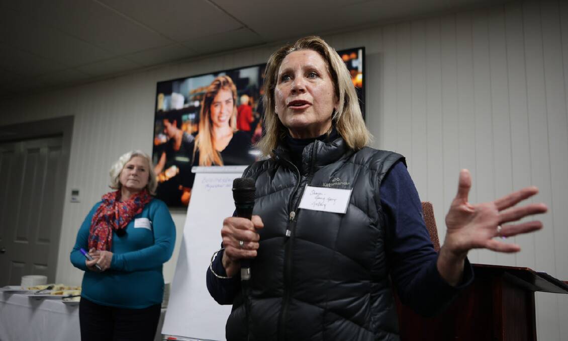 Sharon Howard of the Gang Gang gallery responds to a segment at the Chamber of Commerce information night. Photo: Supplied