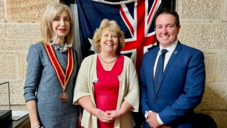 Mayor, Maree Statham with Debbie Raynor and Deputy Premier, Paul Toole. Picture supplied.