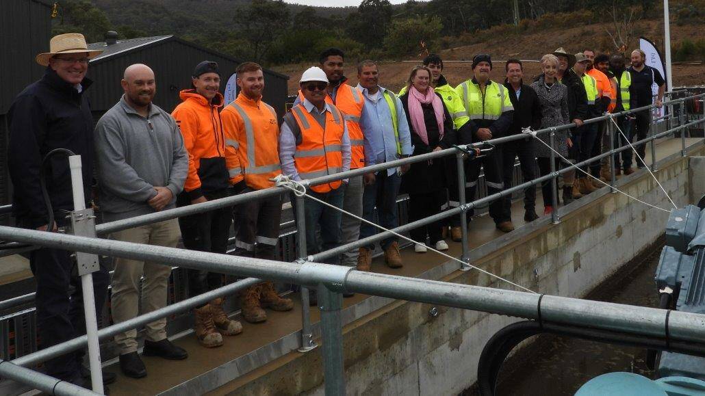 Federal Member for Calare, Andrew Gee and Member for Bathurst Paul Toole with Councillors, Executive and staff members at the plant. Picture supplied. 