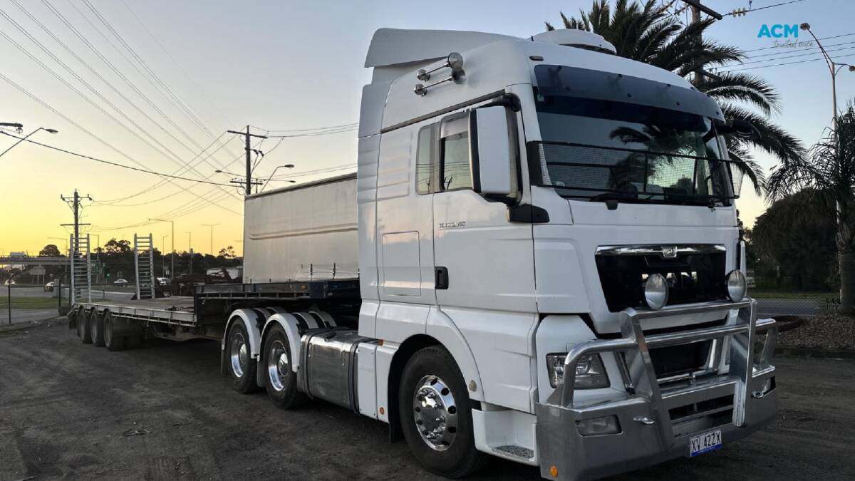 A white MAN prime mover with Victorian registration XV42ZX was allegedly stolen from the Little River home in early January. Picture supplied