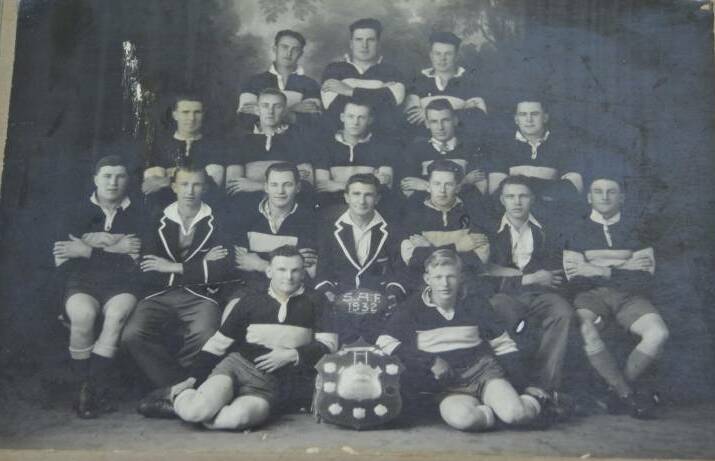 FIRST TIMERS: The Lithgow Small Arms Factory that won the 1947 Group 10 title, pictured with their Tooth Ale Shield trophy in 1932. 
