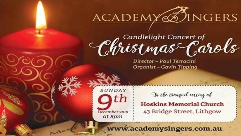 Candlelight Concert of Christmas Carols: Academy Singers Join the Academy Singers for a Candlelight Concert of Christmas Carols in the tranquil setting of Hoskins Uniting Memorial Church.
