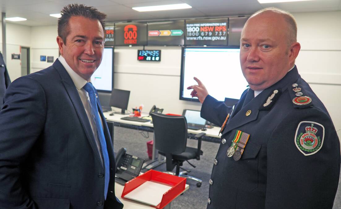 Bathurst MP Paul Toole with the Commissioner of the New South Wales Rural Fire Service Shane Fitzsimmons.