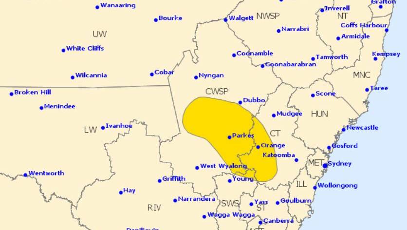 AFFECTED AREA: Lithgow is in the area for which the Bureau of Meteorology has issued a warning.