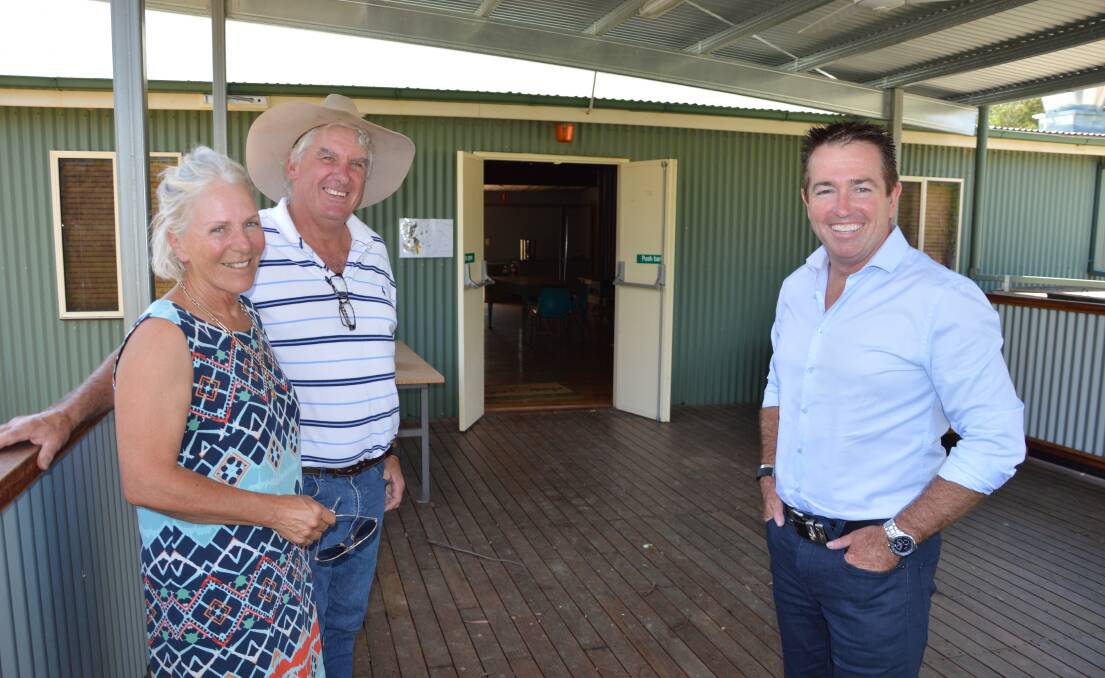 UPGRADES COMPLETE: Bathurst MP Paul Toole with Bruce and Lyn Richardson at the Glen Alice community hall. Picture: SUPPLIED. 