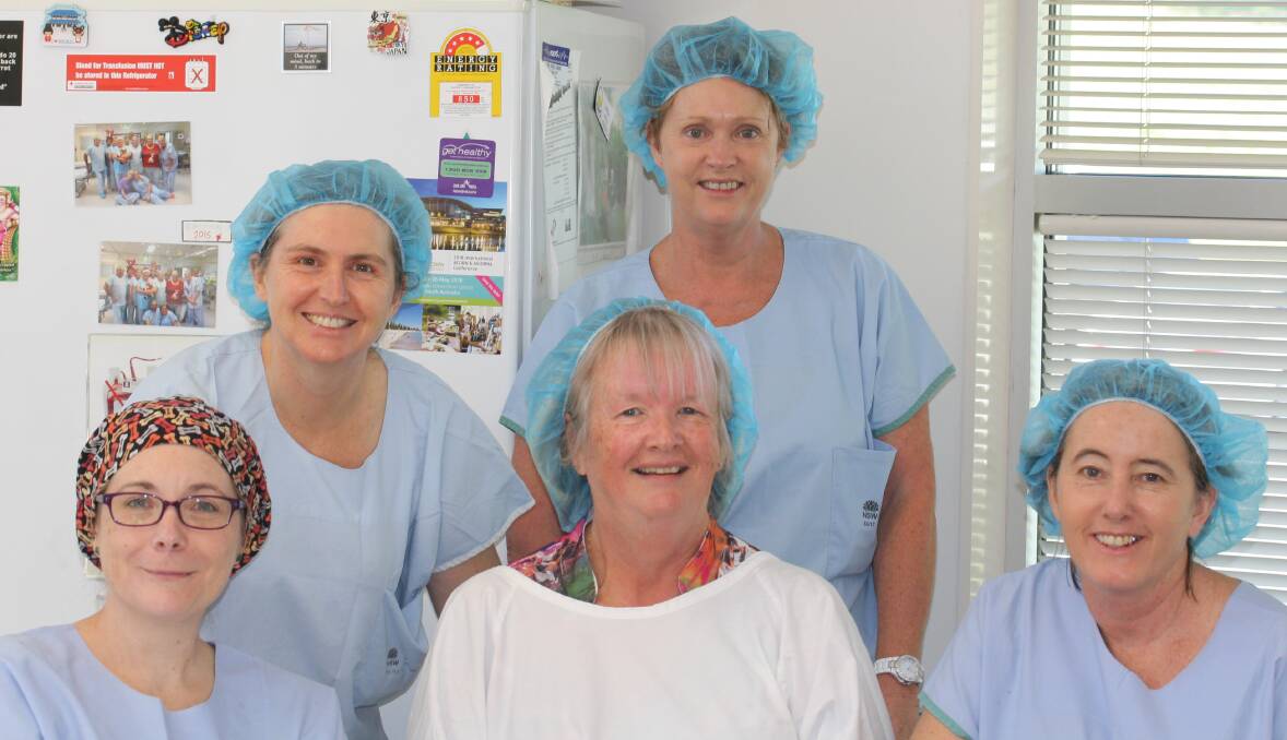 SUPPORT: Jill Marjoram (centre) surrounded by the nursing staff at Lithgow Hospital. Photo: SUPPLIED 