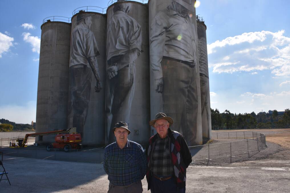 Thomas Ernerst Fitzgerald and Herb Coleman, two of the subjects that have been painted on the silos. Picture: CIARA BASTOW. 
