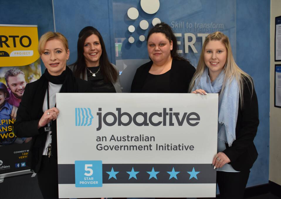 FIVE STAR: Business Development Consultant Amanda Dakers, Team Leader Rachel Kennedy, with consultants Skye Cross and Jess Bennett. Picture: CIARA BASTOW. 