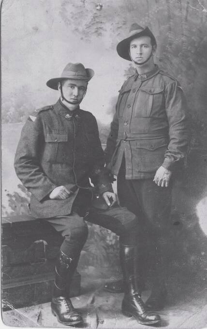 PAST: Alfred Johnson (seated) and Robert Banks (standing) in England in 1916. Picture: SUPPLIED. 