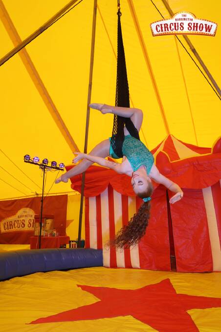 AERIAL: Olivia, will be doing aerial tricks throughout the circus show. Picture: SUPPLIED 