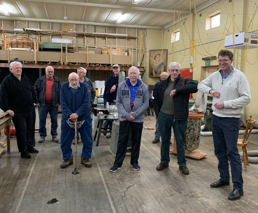 SUPPORT: Bob Selmes, Des Alexander, Ian Irvine, Gary Fountain, Ron Vidler, Ian McMillan, Bruce Robinson, Malcolm McDonald from the Wallerawang Mens Shed with MP Andrew Gee. 